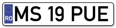 Placuta inmatriculare numar auto  MS-19-PUE, MS 19 PUE, MS19PUE