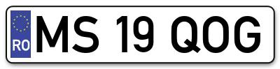 Placuta inmatriculare numar auto  MS-19-QOG, MS 19 QOG, MS19QOG