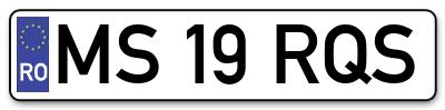 Placuta inmatriculare numar auto  MS-19-RQS, MS 19 RQS, MS19RQS
