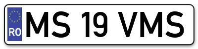 Placuta inmatriculare numar auto  MS-19-VMS, MS 19 VMS, MS19VMS