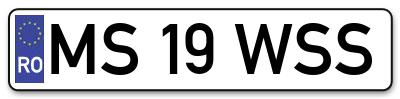 Placuta inmatriculare numar auto  MS-19-WSS, MS 19 WSS, MS19WSS