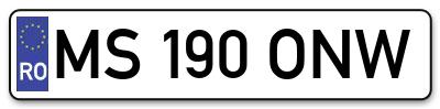 Placuta inmatriculare numar auto  MS-190-ONW, MS 190 ONW, MS190ONW