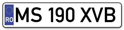 Placuta inmatriculare numar auto  MS-190-XVB, MS 190 XVB, MS190XVB