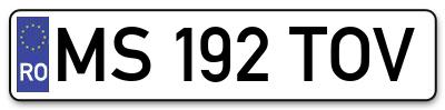Placuta inmatriculare numar auto  MS-192-TOV, MS 192 TOV, MS192TOV