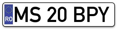 Placuta inmatriculare numar auto  MS-20-BPY, MS 20 BPY, MS20BPY