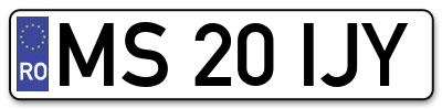 Placuta inmatriculare numar auto  MS-20-IJY, MS 20 IJY, MS20IJY