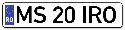 Placuta inmatriculare numar auto  MS-20-IRO, MS 20 IRO, MS20IRO