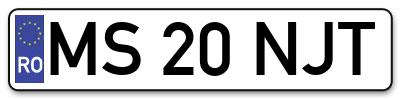 Placuta inmatriculare numar auto  MS-20-NJT, MS 20 NJT, MS20NJT
