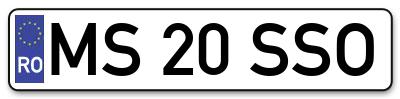Placuta inmatriculare numar auto  MS-20-SSO, MS 20 SSO, MS20SSO