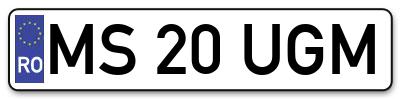Placuta inmatriculare numar auto  MS-20-UGM, MS 20 UGM, MS20UGM