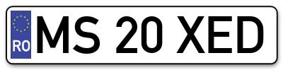 Placuta inmatriculare numar auto  MS-20-XED, MS 20 XED, MS20XED