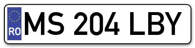 Placuta inmatriculare numar auto  MS-204-LBY, MS 204 LBY, MS204LBY