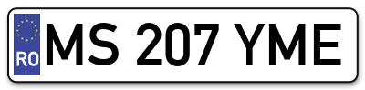 Placuta inmatriculare numar auto  MS-207-YME, MS 207 YME, MS207YME