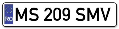 Placuta inmatriculare numar auto  MS-209-SMV, MS 209 SMV, MS209SMV