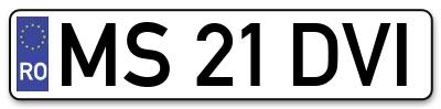Placuta inmatriculare numar auto  MS-21-DVI, MS 21 DVI, MS21DVI