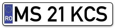 Placuta inmatriculare numar auto  MS-21-KCS, MS 21 KCS, MS21KCS