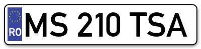 Placuta inmatriculare numar auto  MS-210-TSA, MS 210 TSA, MS210TSA