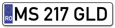 Placuta inmatriculare numar auto  MS-217-GLD, MS 217 GLD, MS217GLD
