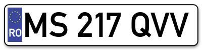 Placuta inmatriculare numar auto  MS-217-QVV, MS 217 QVV, MS217QVV