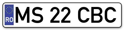 Placuta inmatriculare numar auto  MS-22-CBC, MS 22 CBC, MS22CBC