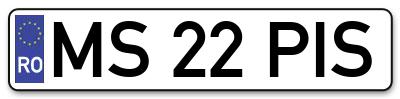 Placuta inmatriculare numar auto  MS-22-PIS, MS 22 PIS, MS22PIS