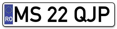 Placuta inmatriculare numar auto  MS-22-QJP, MS 22 QJP, MS22QJP