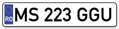 Placuta inmatriculare numar auto  MS-223-GGU, MS 223 GGU, MS223GGU