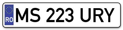 Placuta inmatriculare numar auto  MS-223-URY, MS 223 URY, MS223URY