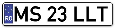 Placuta inmatriculare numar auto  MS-23-LLT, MS 23 LLT, MS23LLT