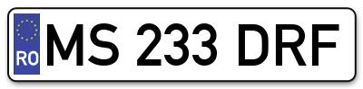 Placuta inmatriculare numar auto  MS-233-DRF, MS 233 DRF, MS233DRF