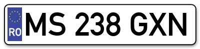 Placuta inmatriculare numar auto  MS-238-GXN, MS 238 GXN, MS238GXN