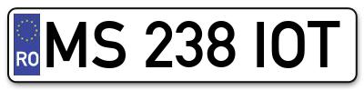 Placuta inmatriculare numar auto  MS-238-IOT, MS 238 IOT, MS238IOT