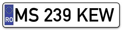 Placuta inmatriculare numar auto  MS-239-KEW, MS 239 KEW, MS239KEW