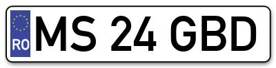 Placuta inmatriculare numar auto  MS-24-GBD, MS 24 GBD, MS24GBD