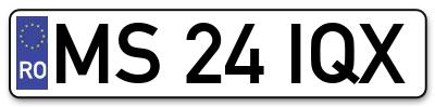 Placuta inmatriculare numar auto  MS-24-IQX, MS 24 IQX, MS24IQX