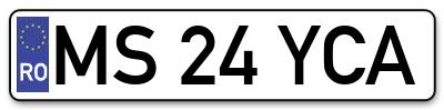 Placuta inmatriculare numar auto  MS-24-YCA, MS 24 YCA, MS24YCA