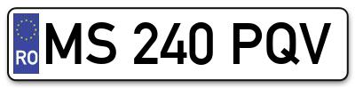 Placuta inmatriculare numar auto  MS-240-PQV, MS 240 PQV, MS240PQV