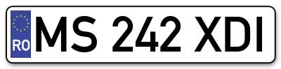 Placuta inmatriculare numar auto  MS-242-XDI, MS 242 XDI, MS242XDI