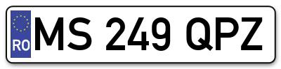Placuta inmatriculare numar auto  MS-249-QPZ, MS 249 QPZ, MS249QPZ