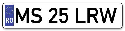 Placuta inmatriculare numar auto  MS-25-LRW, MS 25 LRW, MS25LRW