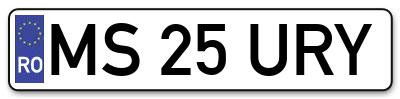 Placuta inmatriculare numar auto  MS-25-URY, MS 25 URY, MS25URY