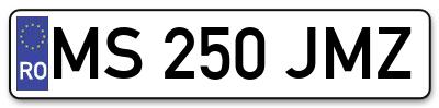 Placuta inmatriculare numar auto  MS-250-JMZ, MS 250 JMZ, MS250JMZ