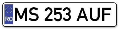 Placuta inmatriculare numar auto  MS-253-AUF, MS 253 AUF, MS253AUF