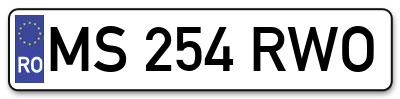 Placuta inmatriculare numar auto  MS-254-RWO, MS 254 RWO, MS254RWO