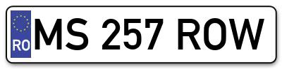 Placuta inmatriculare numar auto  MS-257-ROW, MS 257 ROW, MS257ROW