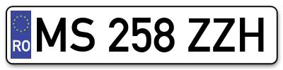 Placuta inmatriculare numar auto  MS-258-ZZH, MS 258 ZZH, MS258ZZH