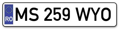Placuta inmatriculare numar auto  MS-259-WYO, MS 259 WYO, MS259WYO