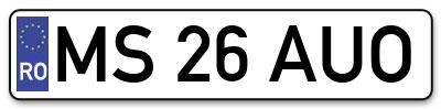 Placuta inmatriculare numar auto  MS-26-AUO, MS 26 AUO, MS26AUO