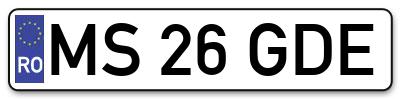Placuta inmatriculare numar auto  MS-26-GDE, MS 26 GDE, MS26GDE