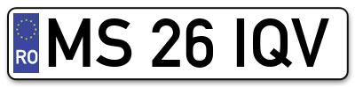 Placuta inmatriculare numar auto  MS-26-IQV, MS 26 IQV, MS26IQV